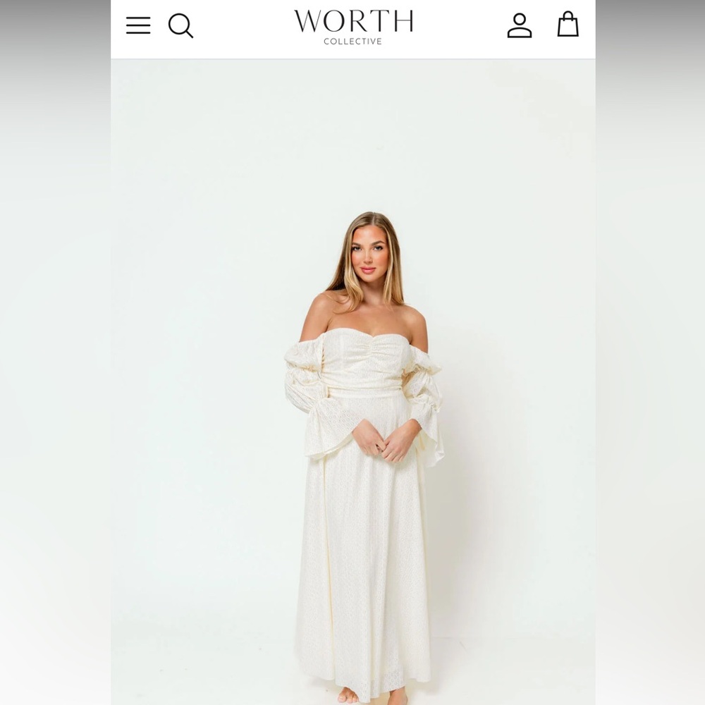 Off the shoulder, long sleeved maxi dress